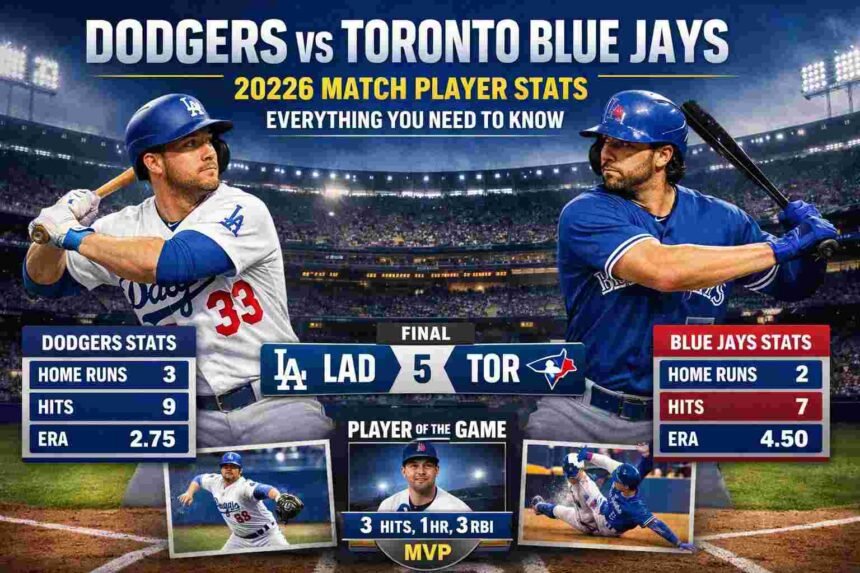 Dodgers vs Toronto Blue Jays Match Player Stats